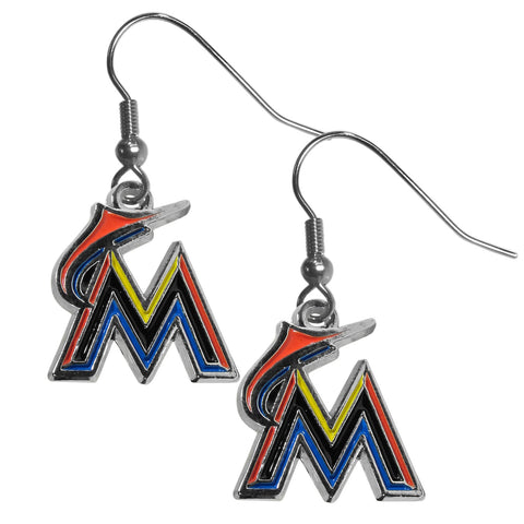 Miami Marlins Chrome Dangle Earrings