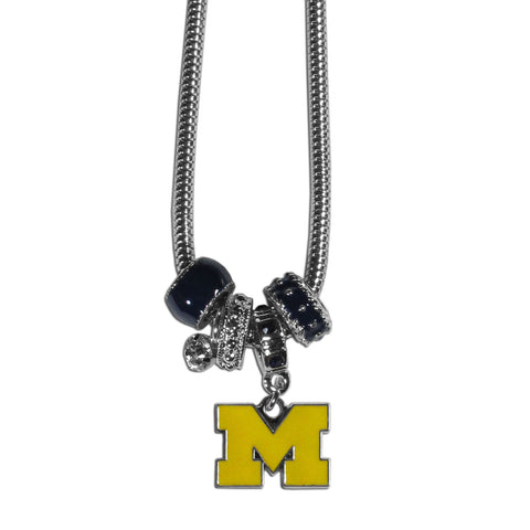 Michigan Wolverines Euro Bead Necklace
