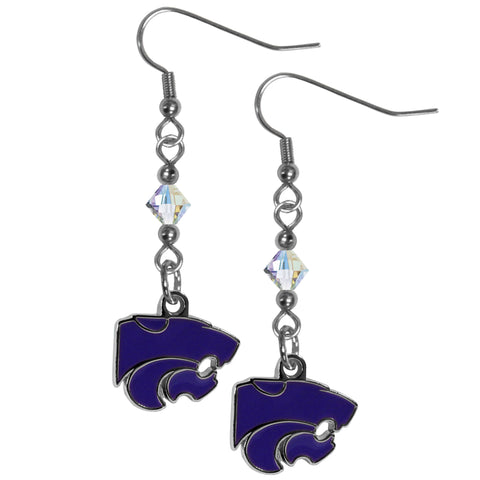 Kansas St. Wildcats Crystal Dangle Earrings