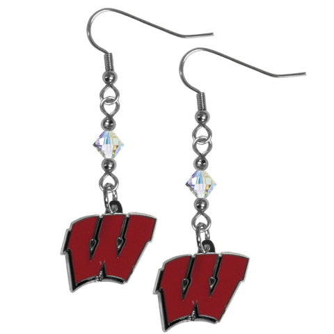 Wisconsin Badgers Crystal Dangle Earrings