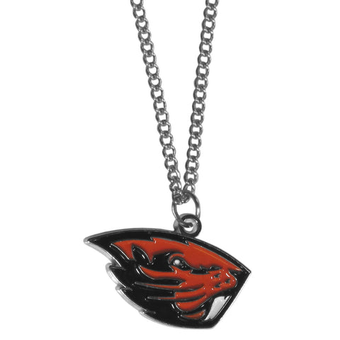 Oregon St. Beavers Chain Necklace with Small Charm  In Stock