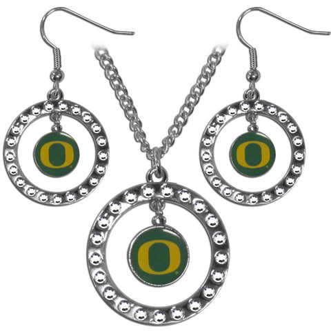 Oregon Ducks Rhinestone Hoop Jewelry Set