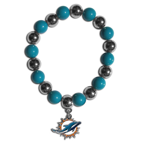 Miami Dolphins Chrome Bead Bracelet
