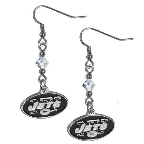 New York Jets Crystal Dangle Earrings