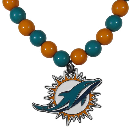 Miami Dolphins Fan Bead Necklace
