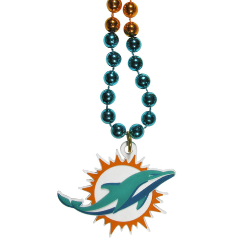 Miami Dolphins Mardi Gras Bead Necklace