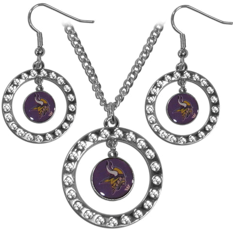 Minnesota Vikings Rhinestone Hoop Jewelry Set