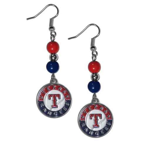 Texas Rangers Fan Bead Dangle Earrings
