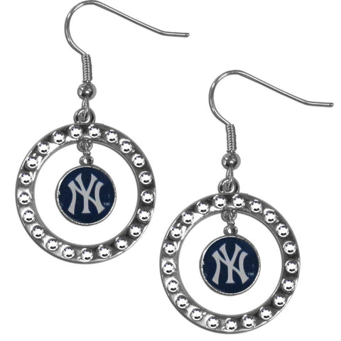 New York Yankees Rhinestone Hoop Earrings 87