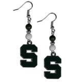 Bead Dangle Earrings - Michigan St. Spartans Fan Bead Dangle Earrings
