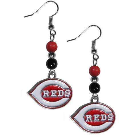Cincinnati Reds Fan Bead Dangle Earrings