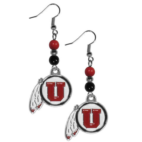 Utah Utes Fan Bead Dangle Earrings