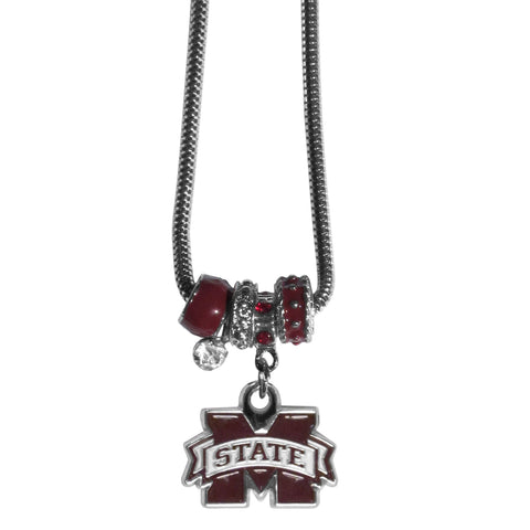 Mississippi St. Bulldogs Euro Bead Necklace