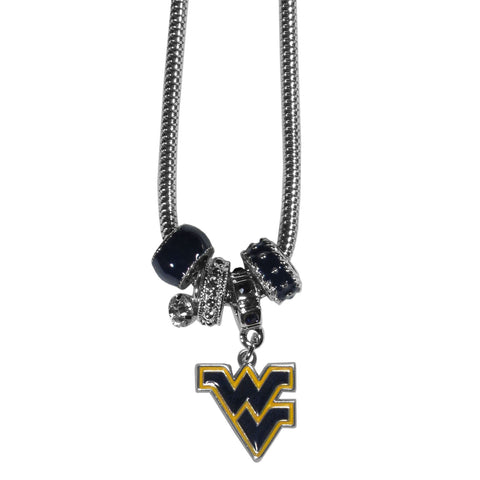 W. Virginia Mountaineers Euro Bead Necklace