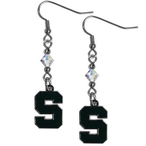 Michigan St. Spartans Crystal Dangle Earrings