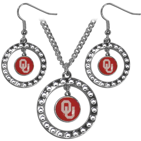 Oklahoma Sooners Rhinestone Hoop Jewelry Set