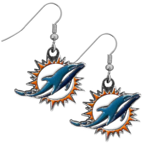 Miami Dolphins Chrome Dangle Earrings