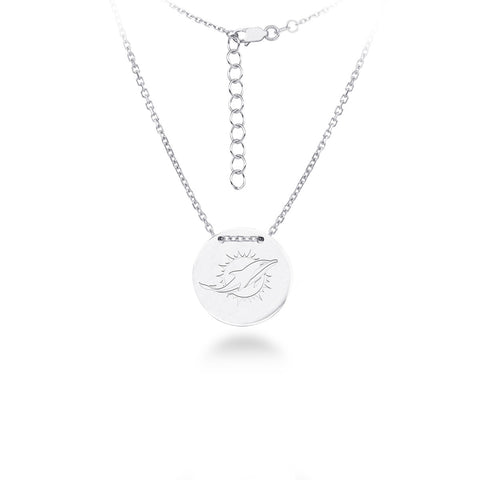 Miami Dolphins Silver Necklace with Round Pendant