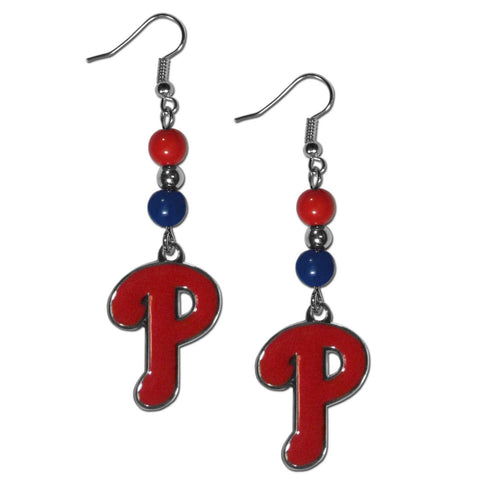 Philadelphia Phillies Fan Bead Dangle Earrings