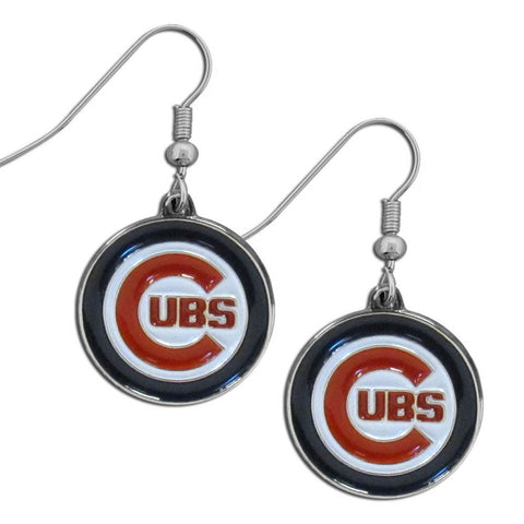 Chicago Cubs Chrome Dangle Earrings