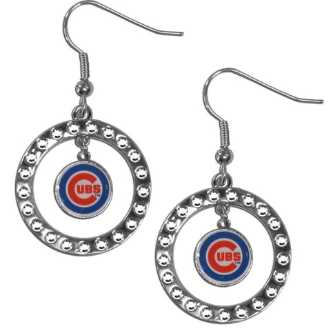 Chicago Cubs Rhinestone Hoop Earrings