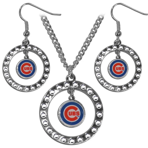 Chicago Cubs Rhinestone Hoop Jewelry Set