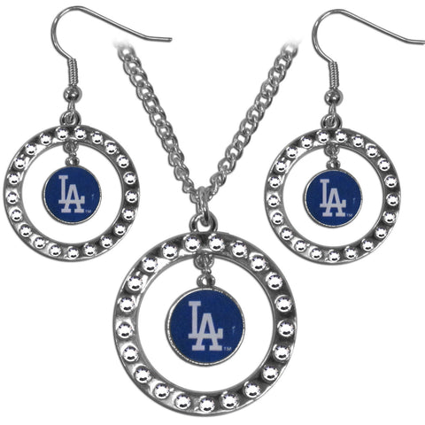 Los Angeles Dodgers Rhinestone Hoop Jewelry Set