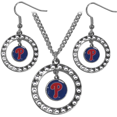 Philadelphia Phillies Rhinestone Hoop Jewelry Set