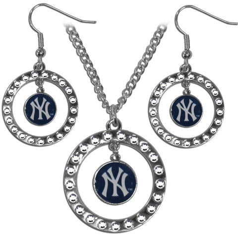 New York Yankees Rhinestone Hoop Jewelry Set