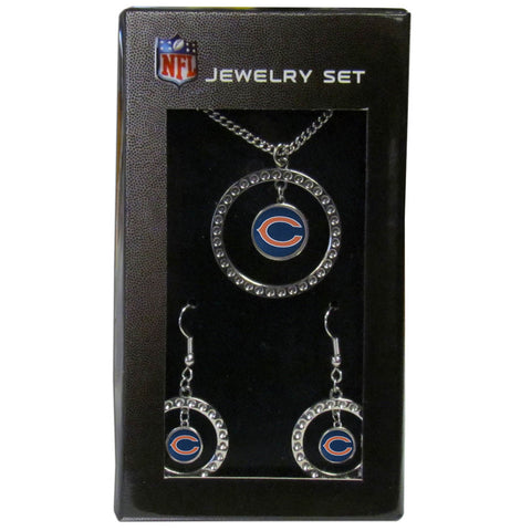 Chicago Bears Rhinestone Hoop Jewelry Set