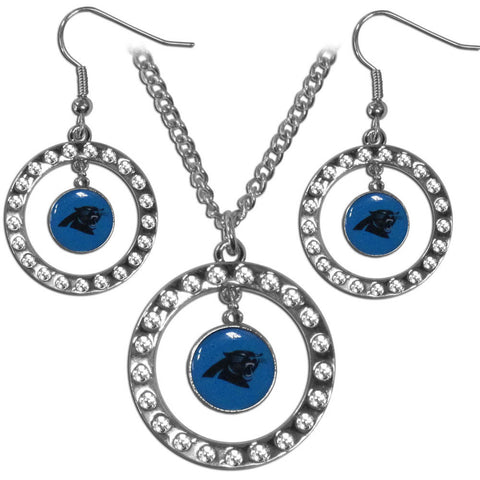 Carolina Panthers Rhinestone Hoop Jewelry Set