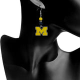 Bead Dangle Earrings - Michigan Wolverines Fan Bead Dangle Earrings