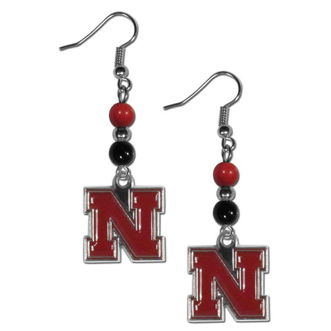 Bead Dangle Earrings - Nebraska Cornhuskers Fan Bead Dangle Earrings