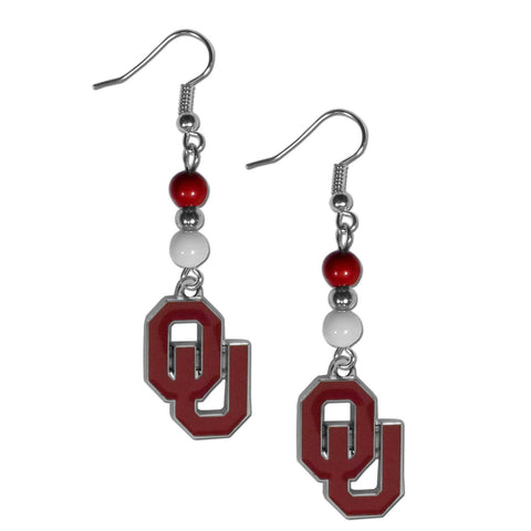 Bead Dangle Earrings - Oklahoma Sooners Fan Bead Dangle Earrings