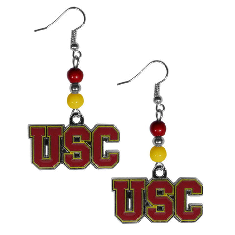 Bead Dangle Earrings - USC Trojans Fan Bead Dangle Earrings