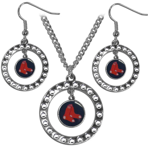 Boston Red Sox Rhinestone Hoop Jewelry Set