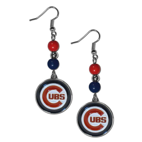 Chicago Cubs Fan Bead Dangle Earrings